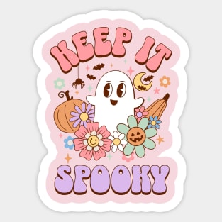 Keep it Spooky Kawaii Ghost Halloween Preppy Aesthetic Sticker